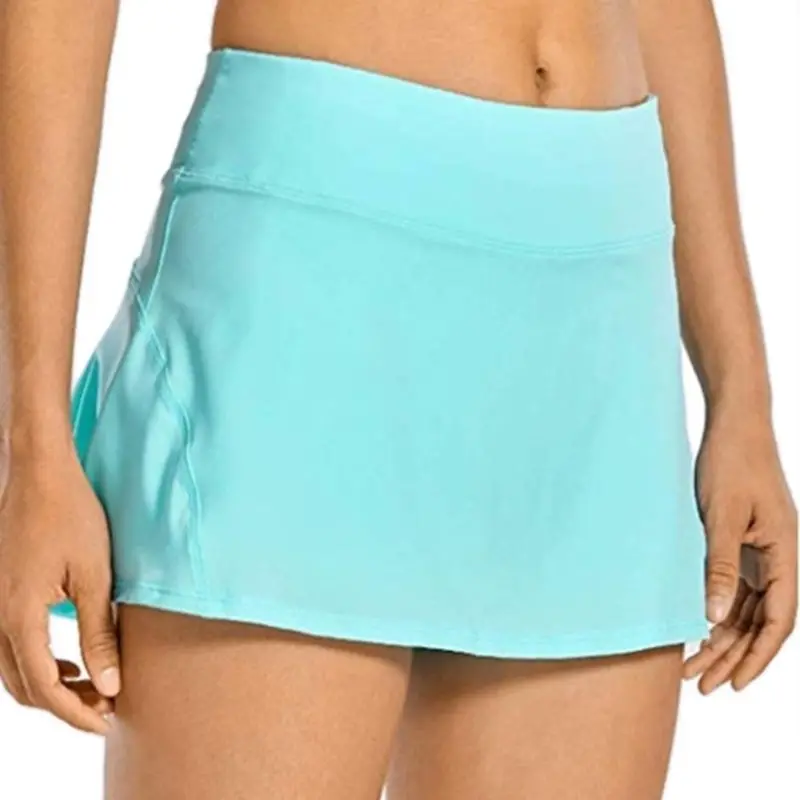 Women Plus Size 2-In-1 Tennis Skorts Quick-Dry Athletic Sports Running Pleated Shorts Skirts Golf Mid Waist With Pockets