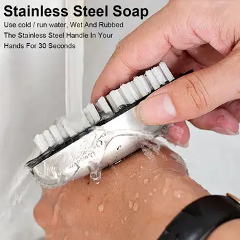 

Soap Stainless Steel Soap Hand Odor Remover Bar Soap ElimInates Garlic Onion Smells Kitchen Gadget Tool Hand And Nail Brush 4