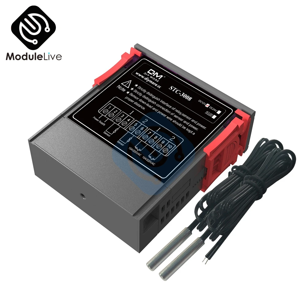 STC 3008 AC 220V 50/60Hz 12V 24V цифровой светодиодный термометр Температура контроллер