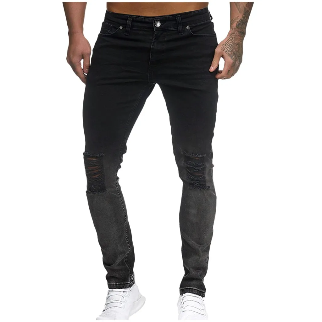 Цветные брюки длинные штаны уличные обтягивающие мужские джинсы черные джинсы винтажные мужские повседневные джинсовые прямые джинсы с дырками мужские тонкие однотонные