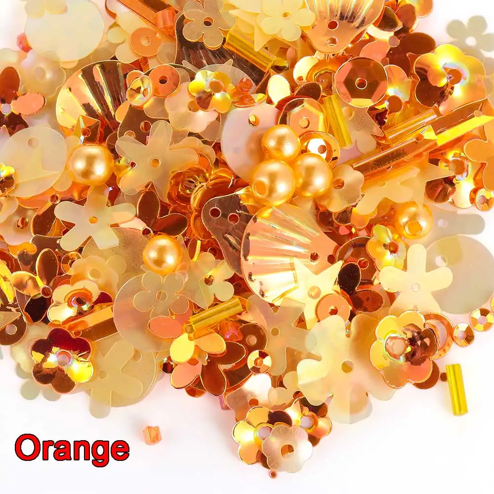orange Новая мода DIY Блестки для рукоделия микс Звезда цветок оболочки лист формы блестки жемчуг стекло Бисер DIY шитье одежды и ткань - Цвет: orange