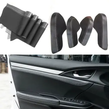 

8pcs Car Door Panel Armrest Surface Cover Shell Trim For Honda Civic Sedan 16-18 High Quality PU Leather Interior Accessories