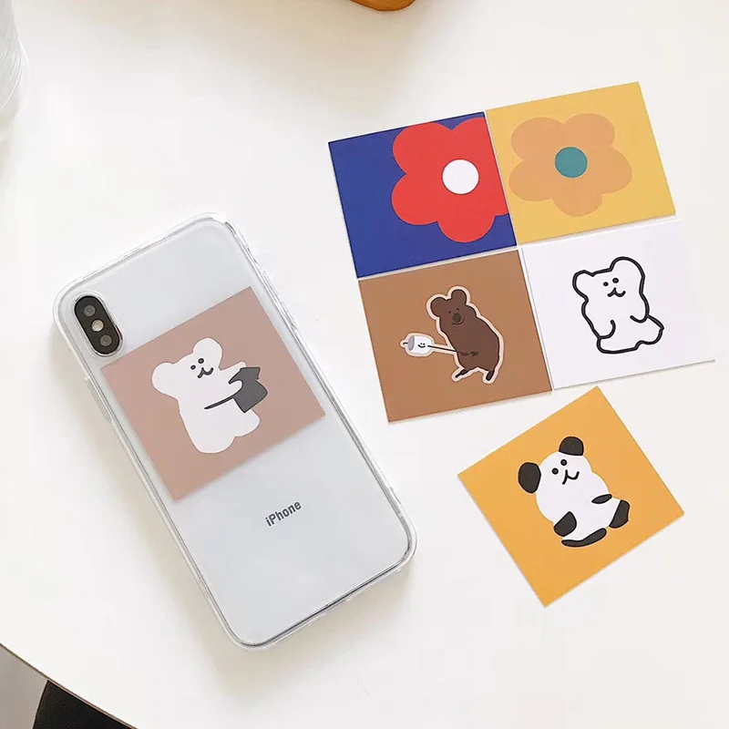 

Korea bear card clear phone Cases For iphone XS Max X XR XS 6 6s 7 8 plus 7plus soft TPU daisy flower back cover For 7plus capa