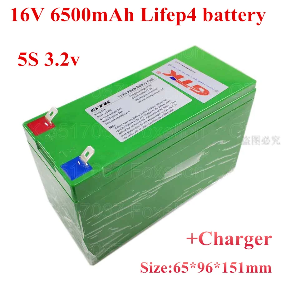 1pcs Lifepo4 16v 6500mah Battery 16v 6ah 6.5ah 5s 3.2v 15v For External