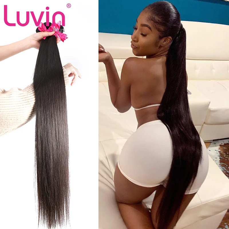 

Luvin OneCut Hair Straight 8-40 30 32 Inch Brazilian Hair Weave 3 Bundles Deal Raw Virgin Hair Natural Color Double Drawn