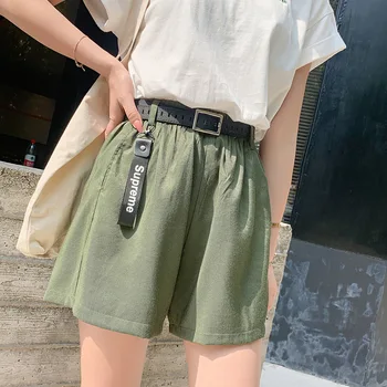 

Summer new shorts GRAY22 women's linen was large size thin section casual straight pants wide leg pants