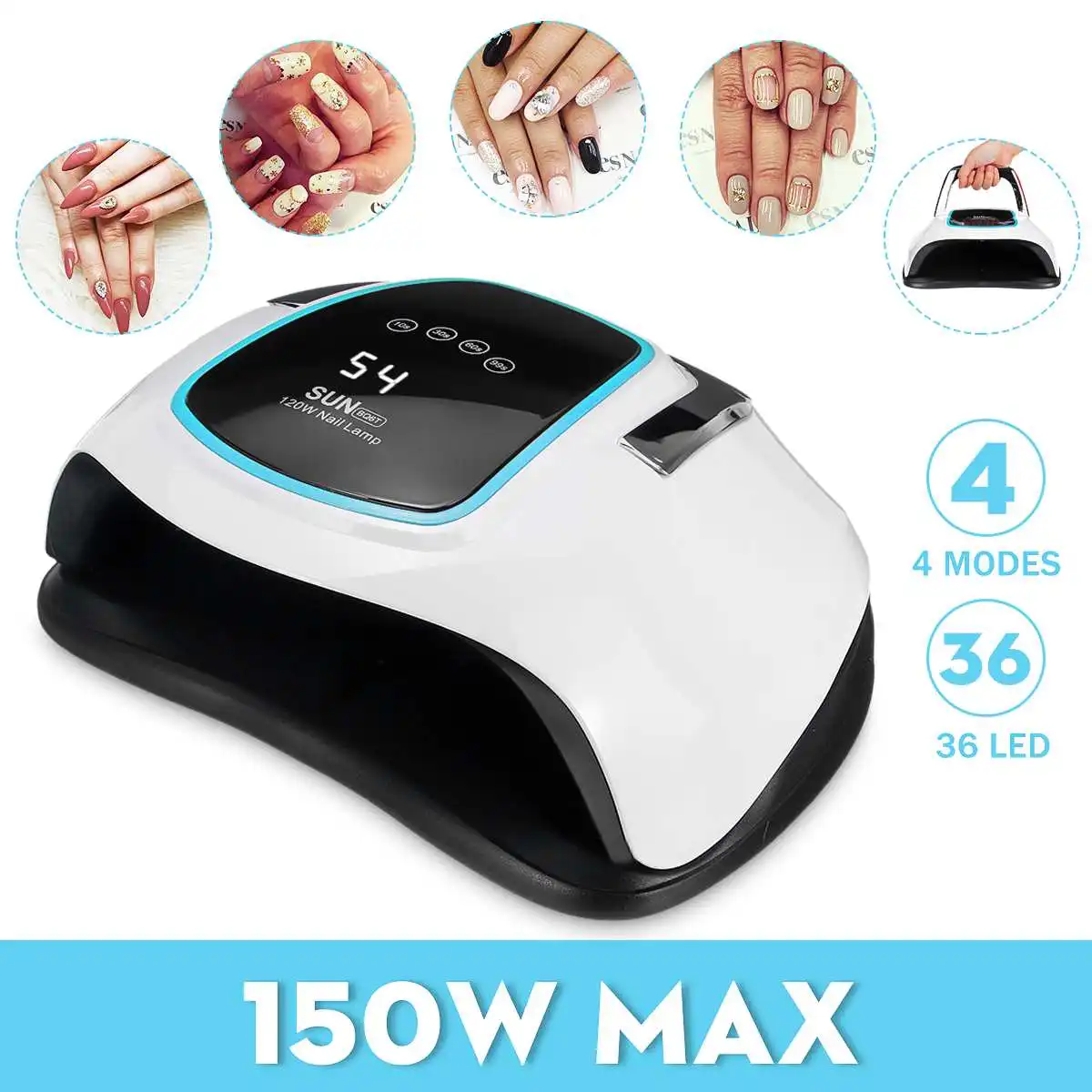 

150W High Power Nail Dryer Fast Curings Speed Gel Light Nail Lamp LED UV Lamps For All Kinds of Gel With Timer And Smart Sensor
