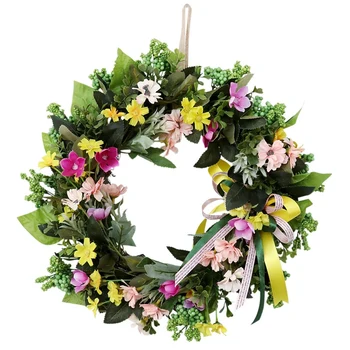 

Front Door Wreath 15.7inch Artificial Daisy Wreath Indoor Natural Vine Flowers Wreaths Decor for Window,Outdoor,Wedding