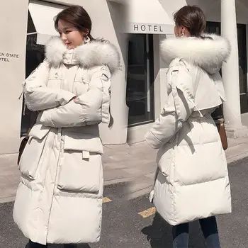 

Loose Pregnant Women Winter Clothes Fur Hooded Collar Long Sleeve Maternity Cotton-padded Thick Warm Pregnancy Outwear Down Coat