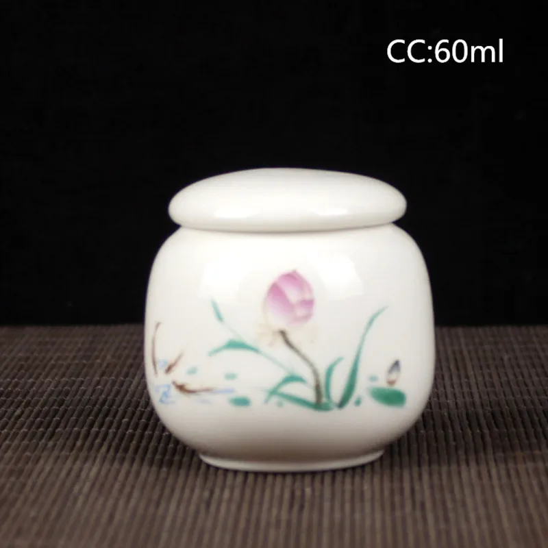 5.5x5.6cm Ручная роспись керамических чайных банок, маленькие портативные мини банки для зеленого чая, герметичные банки для хранения порошковой мази, резервуары для хранения чая для путешествий - Цвет: 5.5x5.6cm