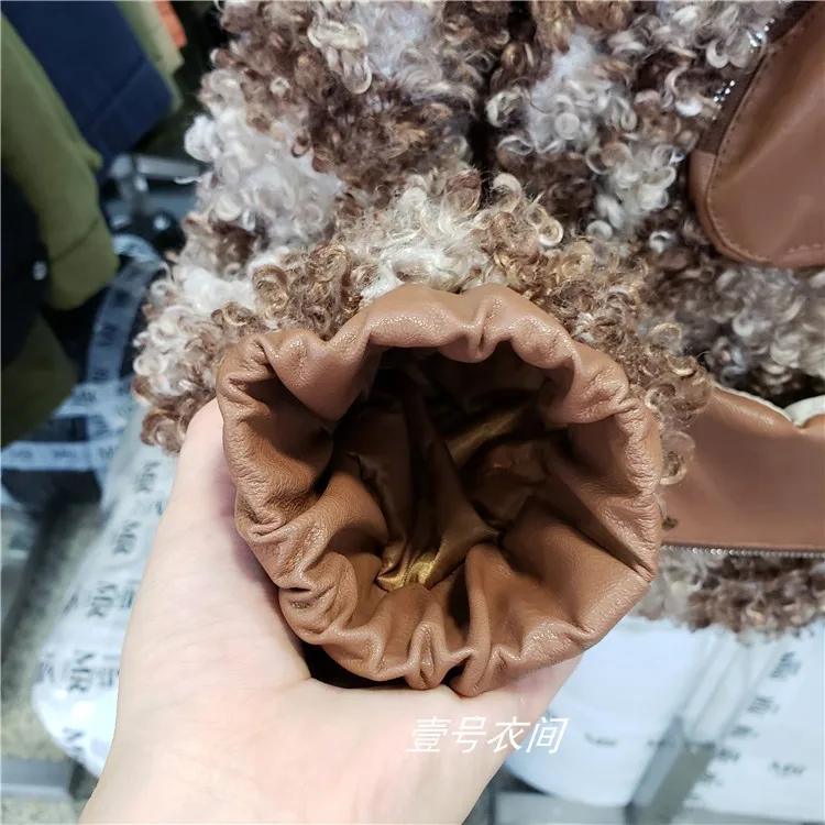 Меховая куртка для женщин, куртка-локомотив, женская модная меховая нашивка из искусственного ягненка, кожаная куртка с карманами, зимняя куртка для женщин, пальто для женщин