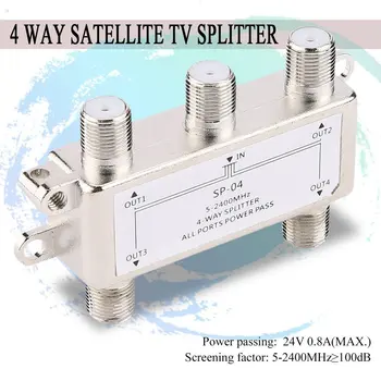 

4 Way 4 Channel Satellite/Antenna/Cable TV Splitter Distributor 5-2400MHz F Type SP-04 Zinc Die-cast Housing