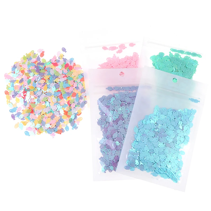10 г/пакет красочные рыбки блестки DIY Slime материал блестки Lentejuelas фитинги для рукоделия ремесло бижутерия 6*8 мм