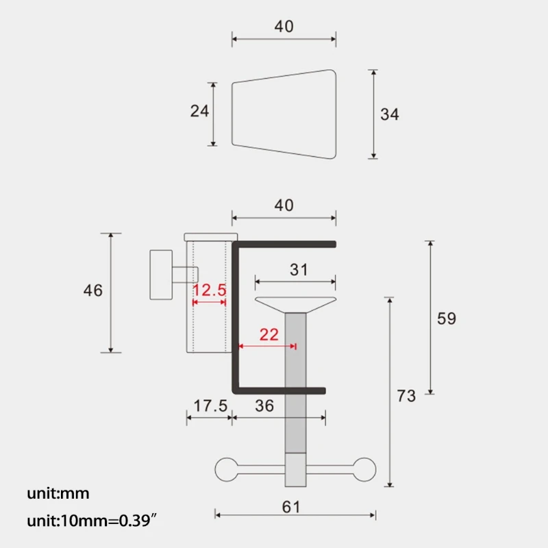 Universal C Shape Table Mount Clamp for Fittings Metal Desk Clip Hose Microphone Stand Base Aluminum Alloy Mount Holder,microphone mount clamp,desktop mounting clip
