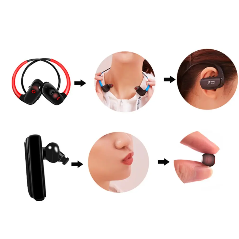 IPX7 swim Waterproof Headphones Wireless Bluetooth Earphone 16GB MP3 Player Stereo Music Earbuds Sports HiFi Headset For Iphone
