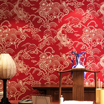 

Chinese dragon design with red lacquer paper mural wallpaper 3d tapiz de pared para sala3d wallpapers patagonia