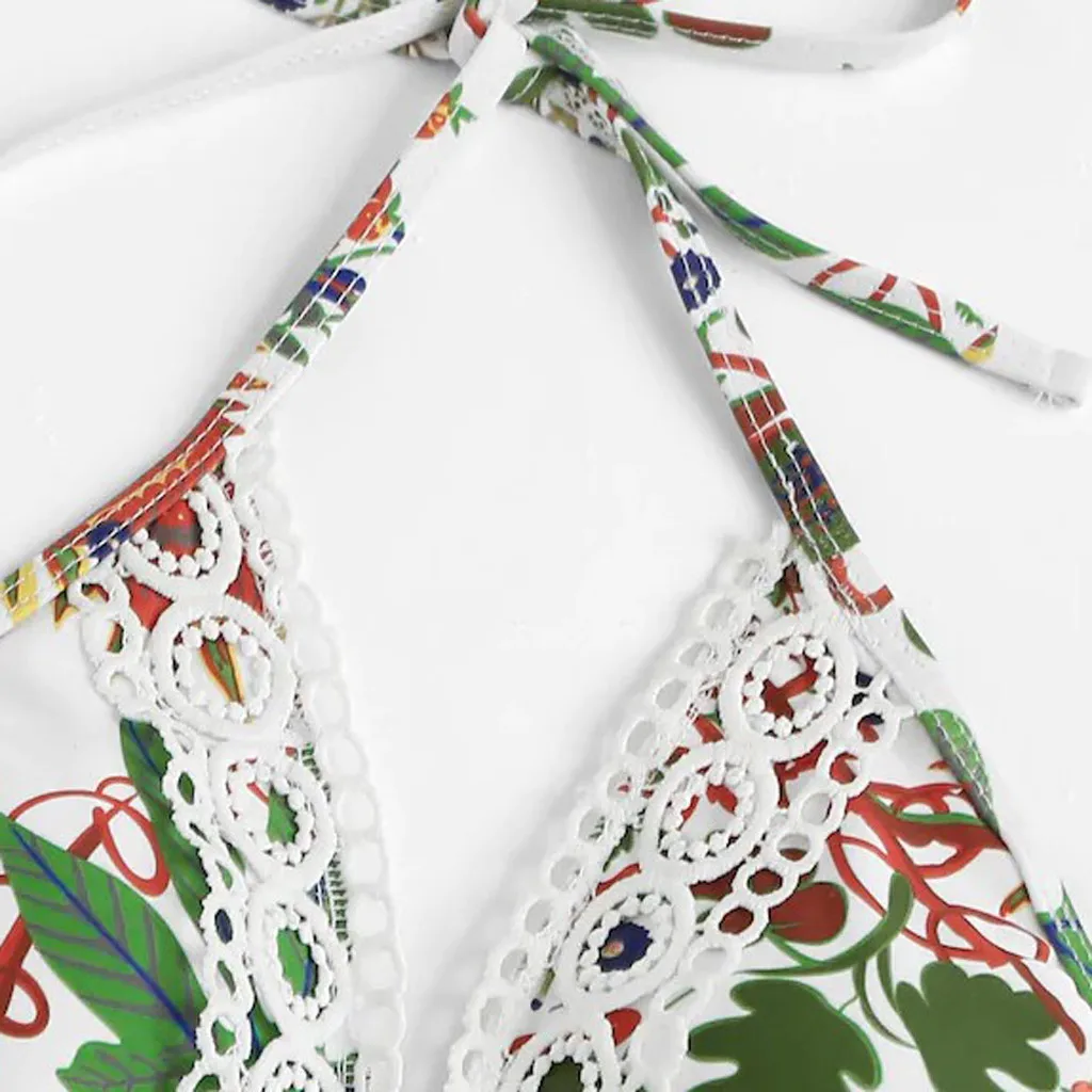 JAYCOSIN flower print vintage bikini swimwear ladies sexy one-piece beach bath party bikini high waist fashion fantasy swimsuit 