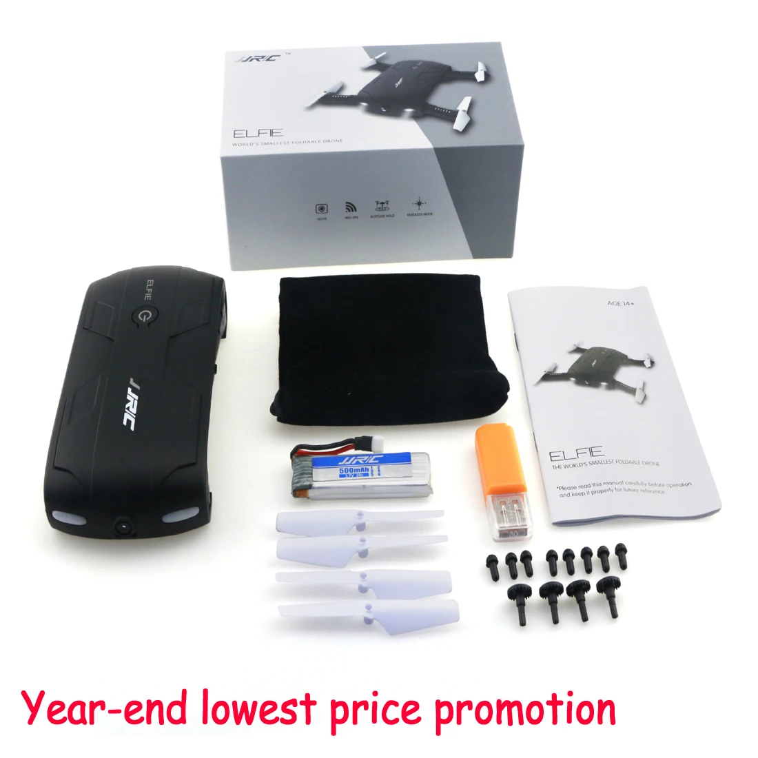 Baratos JJR C JJRC H37 Elfie Mini FPV Drone Selfie 2MP WIFI Cámara FPV plegable de brazo de Control APP mejorado RC Quadcopter juguetes regalo del H49