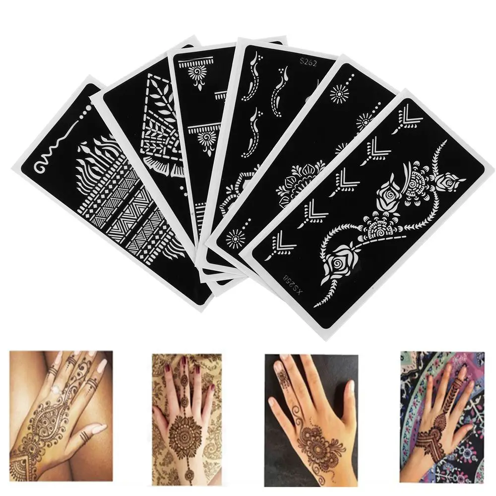 

Горячая Распродажа Mehndi Индийский стиль макияж татуировки трафареты Временная ручная наклейка DIY боди-арт хна шаблон стикер