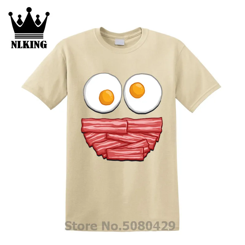 Breakfast Monster Cookie Short Sleeve Cotton T-Shirt men Hipster wood Streetwear Egg Print Top Tee 3D 2019 design tshirt | Мужская