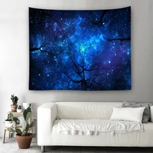 Forest Starry Sky Hanging Wall Tapestry Polyester Fresh Bedspread Outdoor Floor Cover Tablecloth Tree Star Bath Towel TAP235