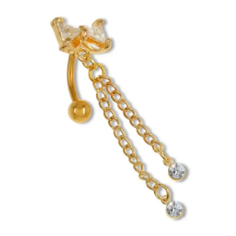 Fashion Bowknot belly button rings Bar stainless steel Surgical Piercing Sexy Body Jewelry for women CZ navel piercing
