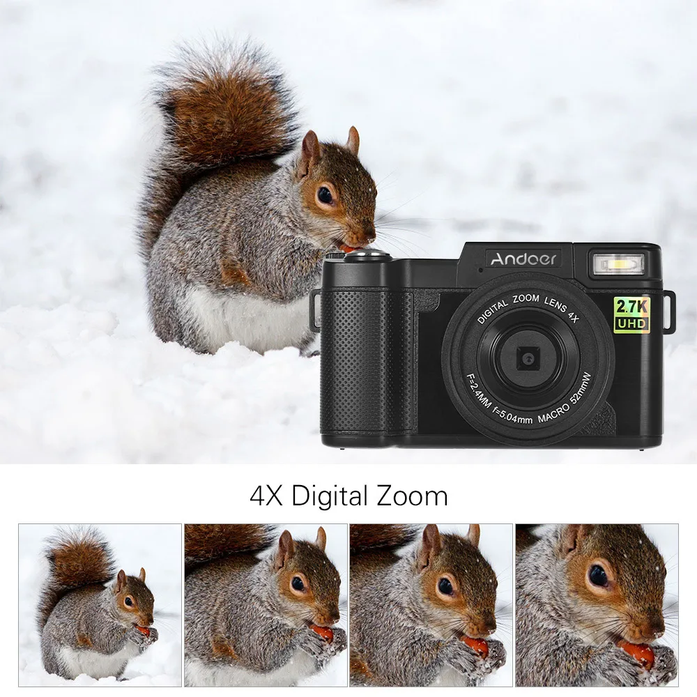 Andoer Full HD 24MP Цифровая видеокамера 2,7 K 3," вращающийся TFT экран 4X цифровой WiFi подключение выдвижной фонарик