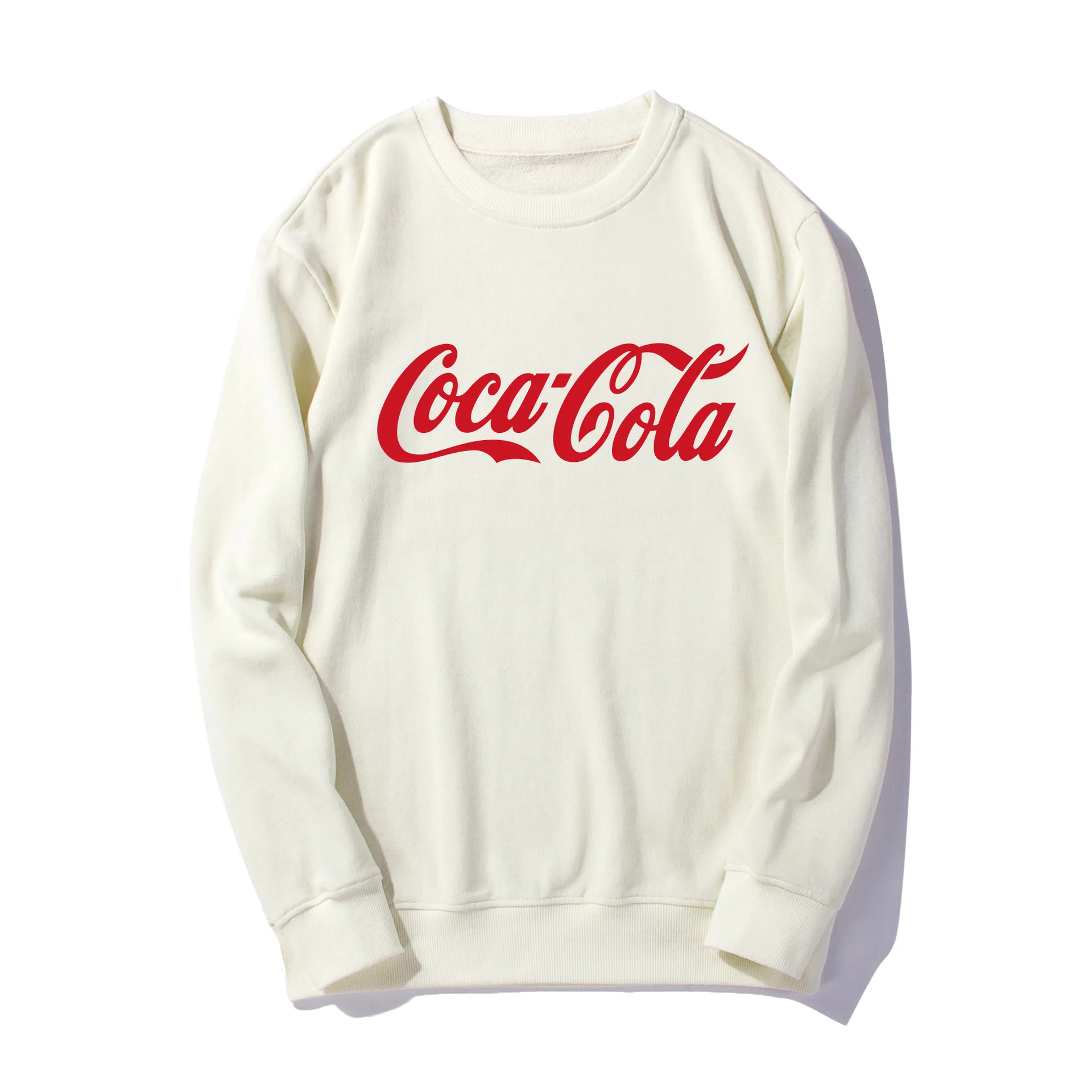 Популярный бренд Coca-Cola, толстовка с капюшоном, европейский и американский стиль, Ретро стиль, высокая улица, свободный крой, длинный рукав, вырез лодочкой, пуловер