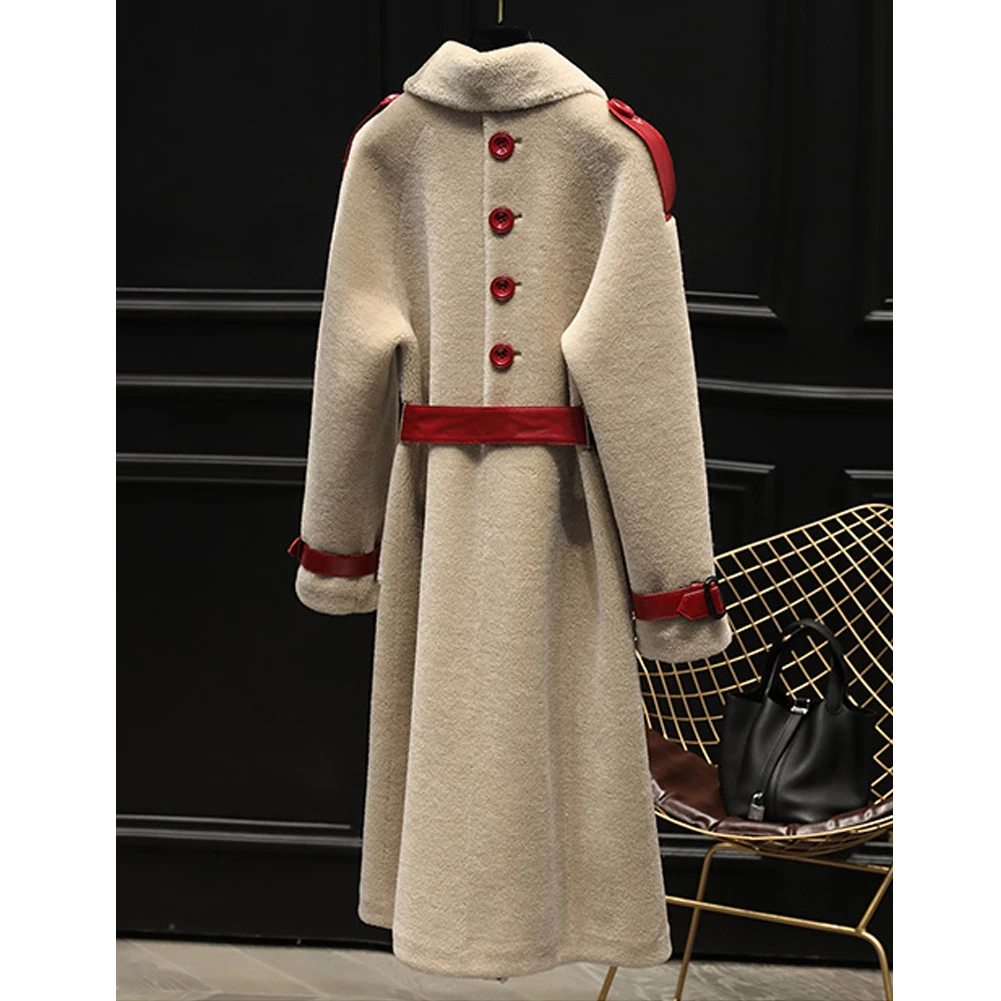 Denny& Dora, Женское пальто из искусственного меха, овчина, куртка, зимний длинный Тренч, Женское пальто, роскошное, плотное, теплое пальто