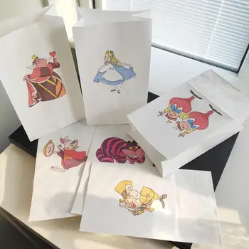 

6pcs Alice in Wonderland Gift packaging bag Candy packaging Biscuit bag girl Return gift bag