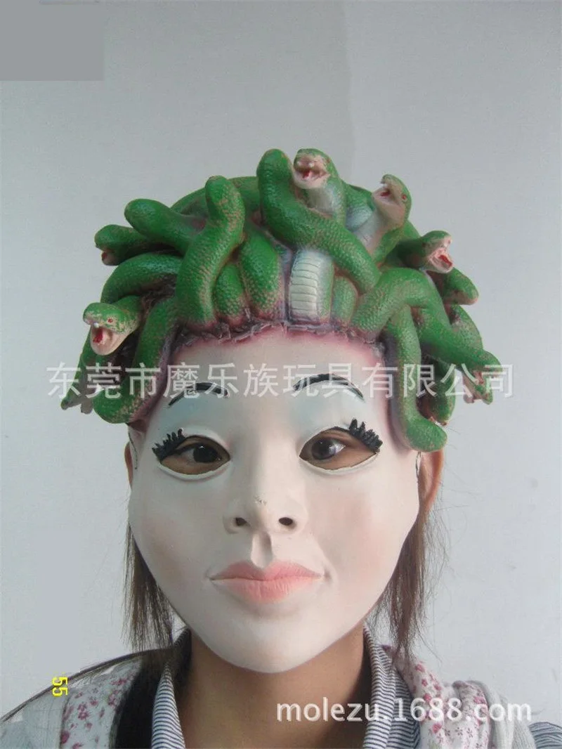 

2019 New Horror Medusa Snake Mask Greek Mythology Snake Gorgon Latex Mask Monster Beauty Snake Head Mask Halloween Party Props
