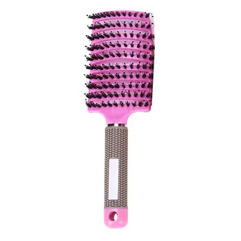 

2019 Nylon Hairbrush Wet Curly Detangle Hair Brush & Women Hair Scalp Massage Comb Bristle for Salon Hairdressing Styling Tools