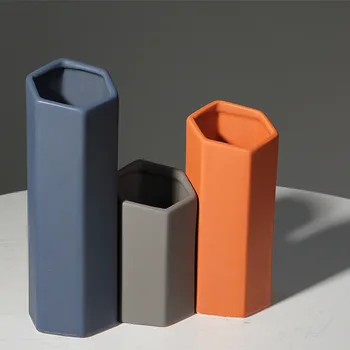

Nordic art geometric ceramic vase Mo Landi creative hexagon simple porch desktop home decoration ornaments