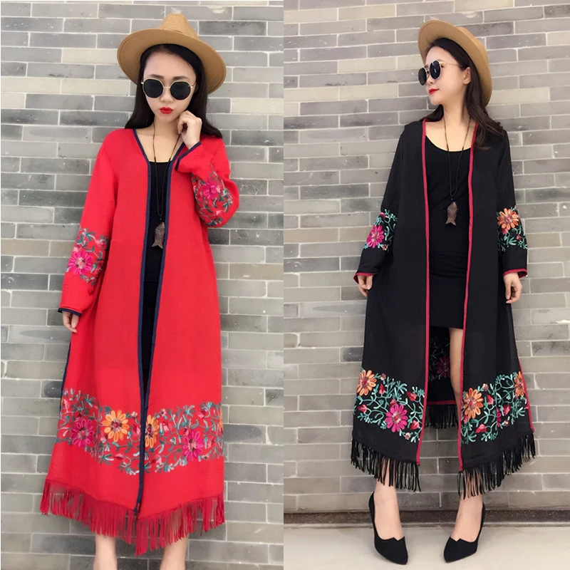 

Plus Size Long Shirt Women 2019 Summer Autumn Ethnic Vintage Cotton Linen Blouse Fashion Cardigans Tops Blusas Femininas