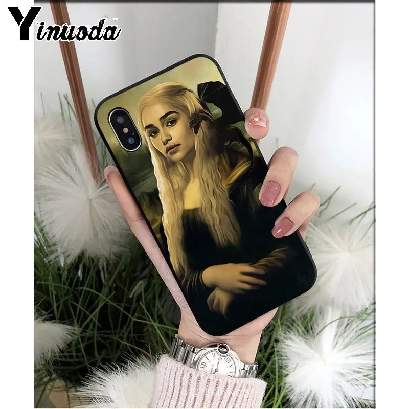 Yinuoda Забавный чехол для телефона Mona Lisa Pet Cat TPU мягкий черный чехол для iphone 8 7 6 6S Plus 5 5S SE XR X XS MAX Coque Shell - Цвет: A10