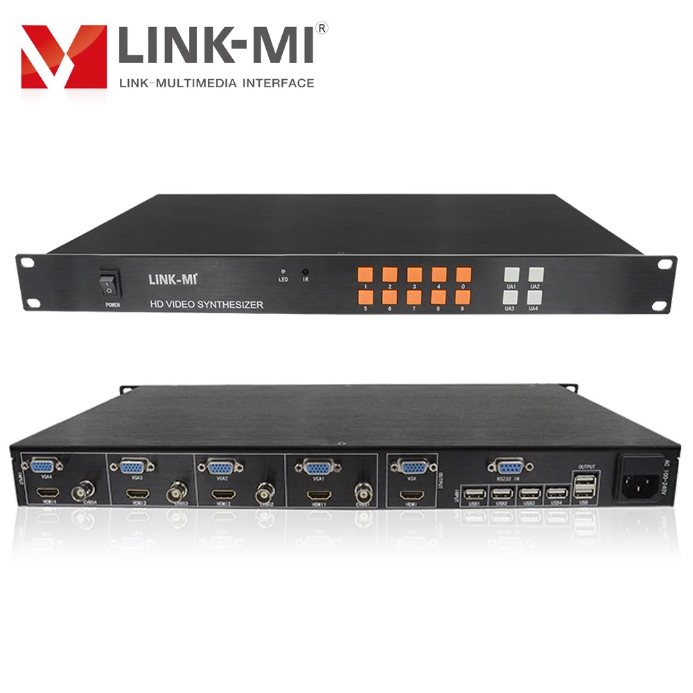 LINK-MI 4x1 멀티 뷰어 HDMI/USB/VGA/CVBS BNC 쿼드 스크린 멀티 플렉서 신디사이저 HD 디스플레이 프로젝터 DLP PIP 멀티 뷰어