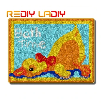 

Latch Hook Rug Kits Crocheting Carpet Rug Bath Time Duck Acrylic Yarn Printed Canvas Cushion Mat Crochet Tapestry Hobby & Crafts