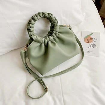 

Retro Tote Bags Women Leather Cloud bags Clutches Women Vintage Ruched Shoulder Messenger Bags Female Handbag And Purses Hobo