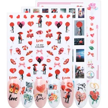 1 шт 3D клей романтическая слайдер наклейка для ногтей Валентина сексуальные губы сердце цветок тату маникюр Советы Дизайн ногтей Декор SACA428-436-1