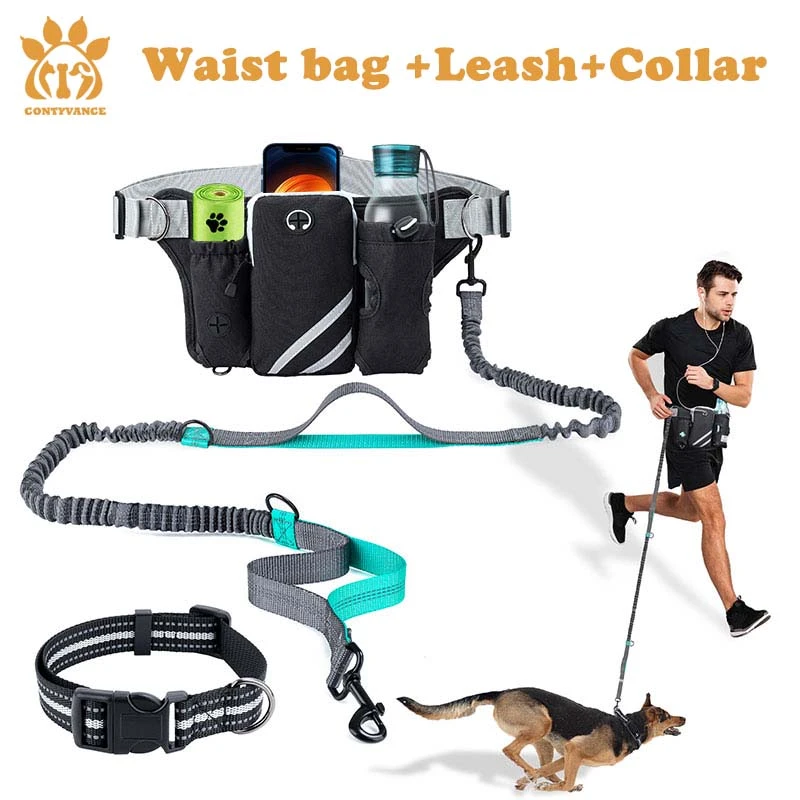 Hands Free Dog Leash with Multifunction Waist Bag Dog Rope For Walking
