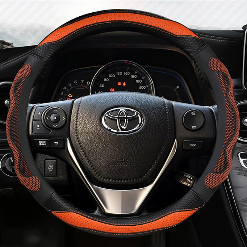 Coprivolante per auto 38cm in pelle per Toyota Camry Corolla Harrier Fortuner Yaris CHR Vios Prius Alphard Rav4 accessori - Image 4