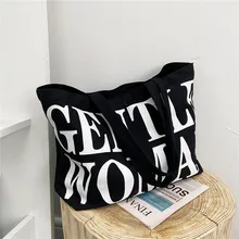

Canvas Tote Bag Women Designer Handbag 2021 Girl Shopper Fashion Casual Black and White Letter Print Large Capacity Shoulder Bag