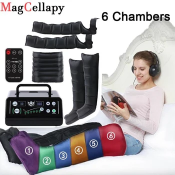 

6 Chamber Air Pressure Leg Massager Vibration Boots With Pump Vibration Infrared Therapy Pneumatic Arm Cuff Body Recovery Relax