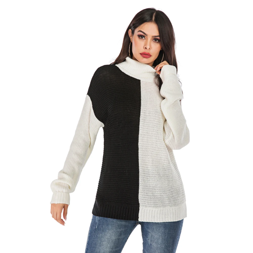 

Cross-Border 2019 Autumn And Winter New Style Turtle-Neck Sweater European And American-Style Plus-sized Women's Loose-Fit Long-