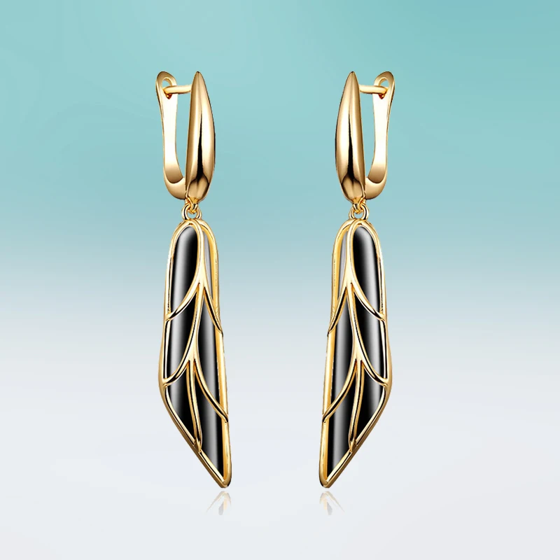 Модные дизайнерские черные и белые керамические висячие серьги в форме крыльев