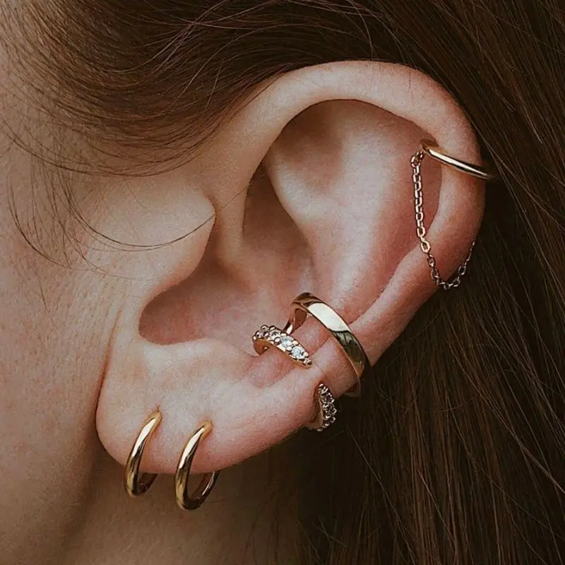 

DAVINI Double Circle Clip Earrings Ear Cuff Ear Rings Copper Golden Elegant Earrings Women Female OL Style Jewelry MG320