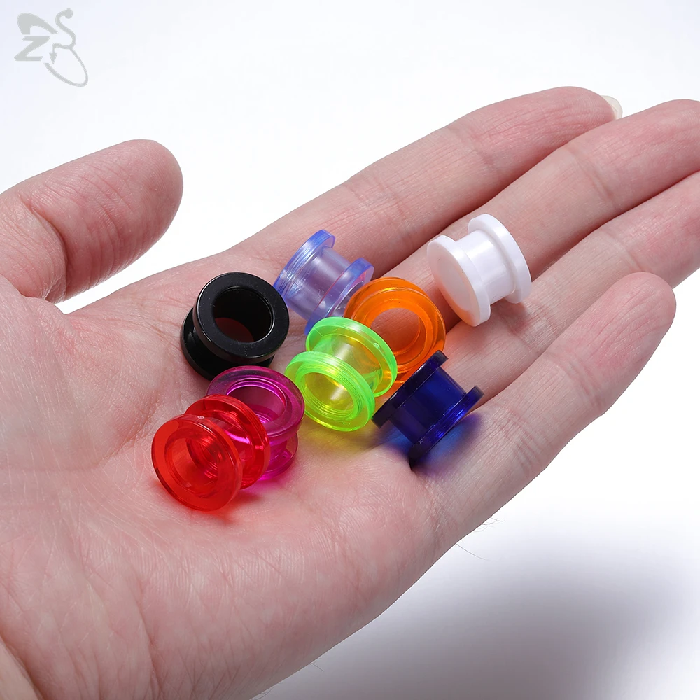 ZS 2pc/lot Colorful Acrylic Ear Plug And Tunnel Men Women Clear