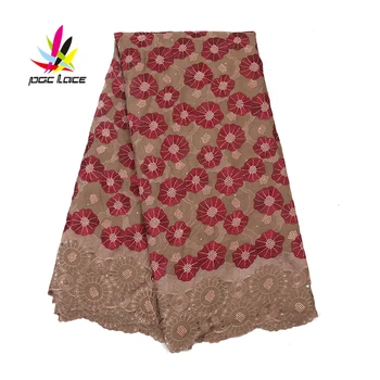 

Flower Swiss Embroidered 100 Cotton Africa Tulle Fabric Latest Style Dry Lace Handmade Cloth Material High Quality AMY2928B