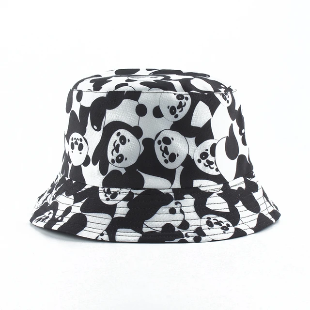 Cartoon Panda Funny Black White Bucket Hat For Men Women Panama Fisherman  Caps Summer Cow Print Fishing Bucket Sun Hat - Bucket Hats - AliExpress
