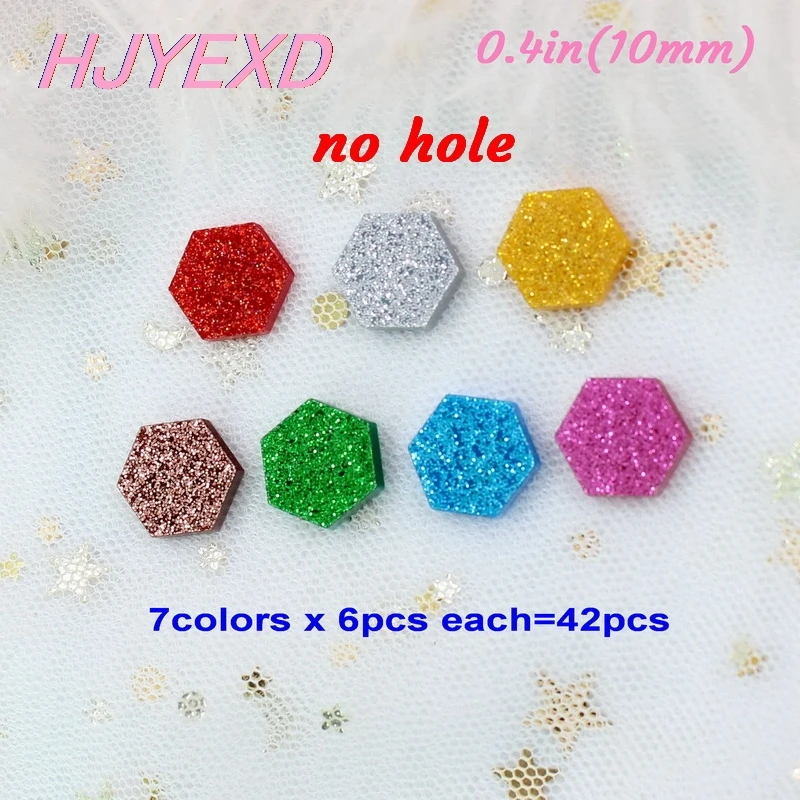 (0.4in)10MM-42pcs 10 мм/12 мм/16 мм без отверстия Ассорти Позолоченные шестигранные серьги(без стержня) шестигранные фитинги Лазерная Cut-AC1023 - Окраска металла: (0.4in)10MM-42pcs